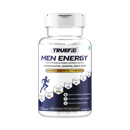 Men Energy+ | Herbal Multivitamins capsules with Ashwagandha, Panax Ginseng, Maca, L-Arginine, Zinc, Vitamin D3 & B12