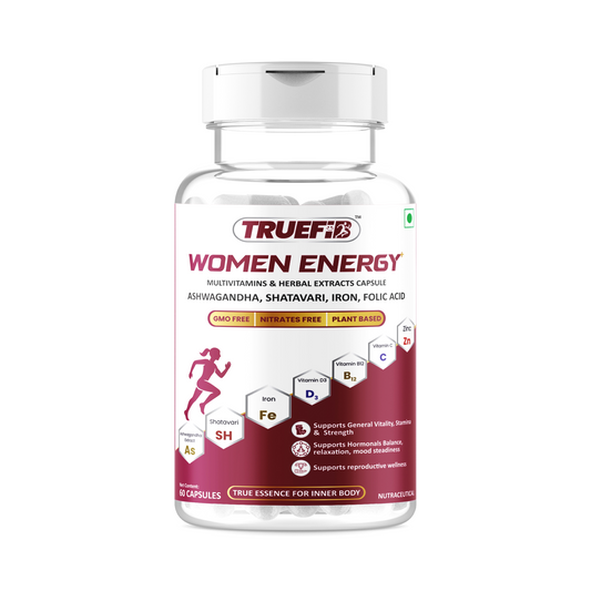Women Energy+ | Herbal Multivitamins capsules with Ashwagandha, Shatavari,  Iron, Vitamin C, B6, B12, Folic Acid & Zinc | 60 Veg Capsules